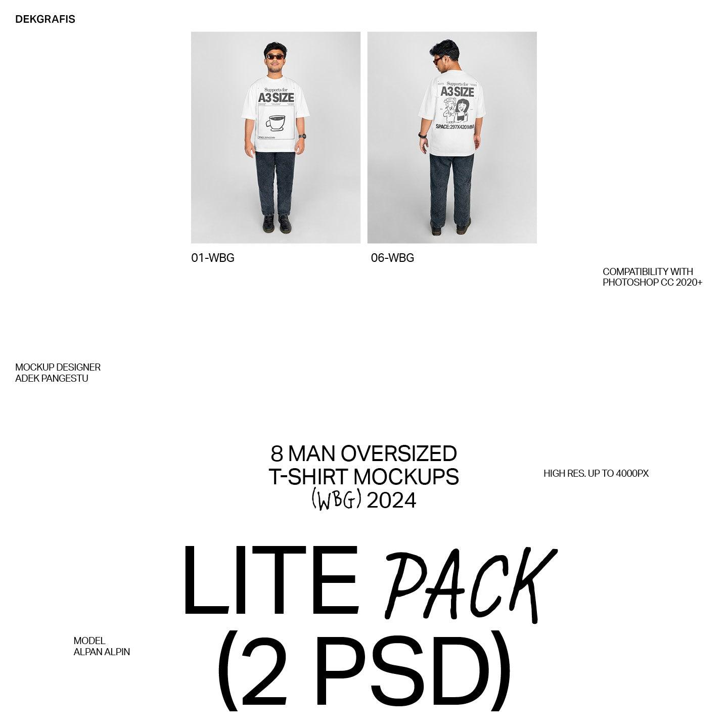 8 Man Oversized T-Shirt Mockups WBG 2024