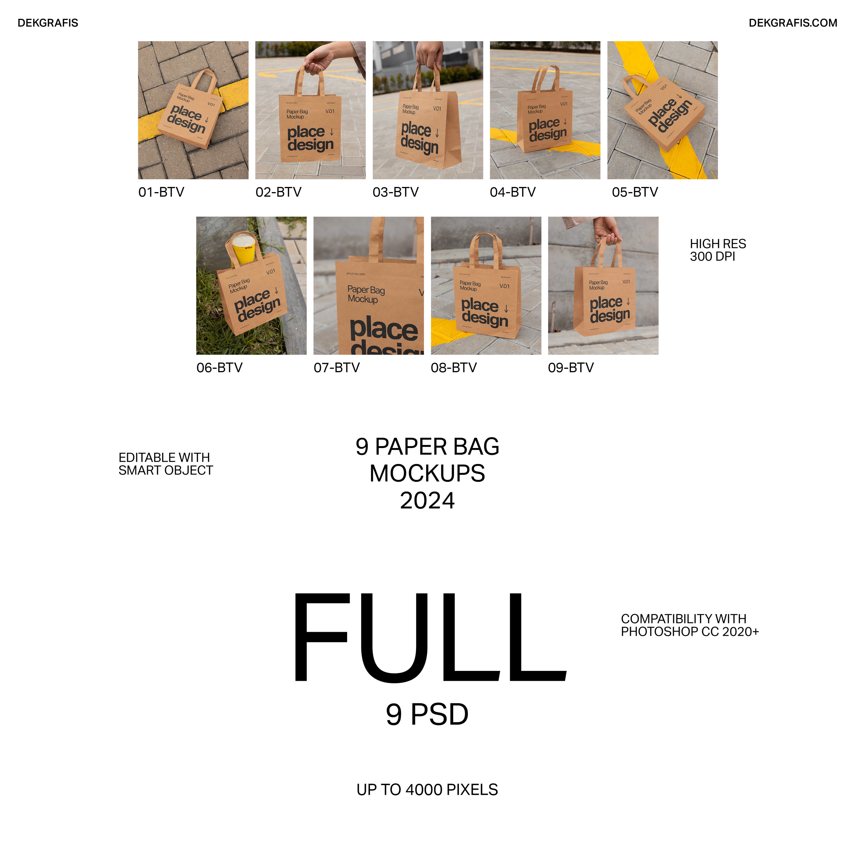 9 Paper Bag Mockups 2024