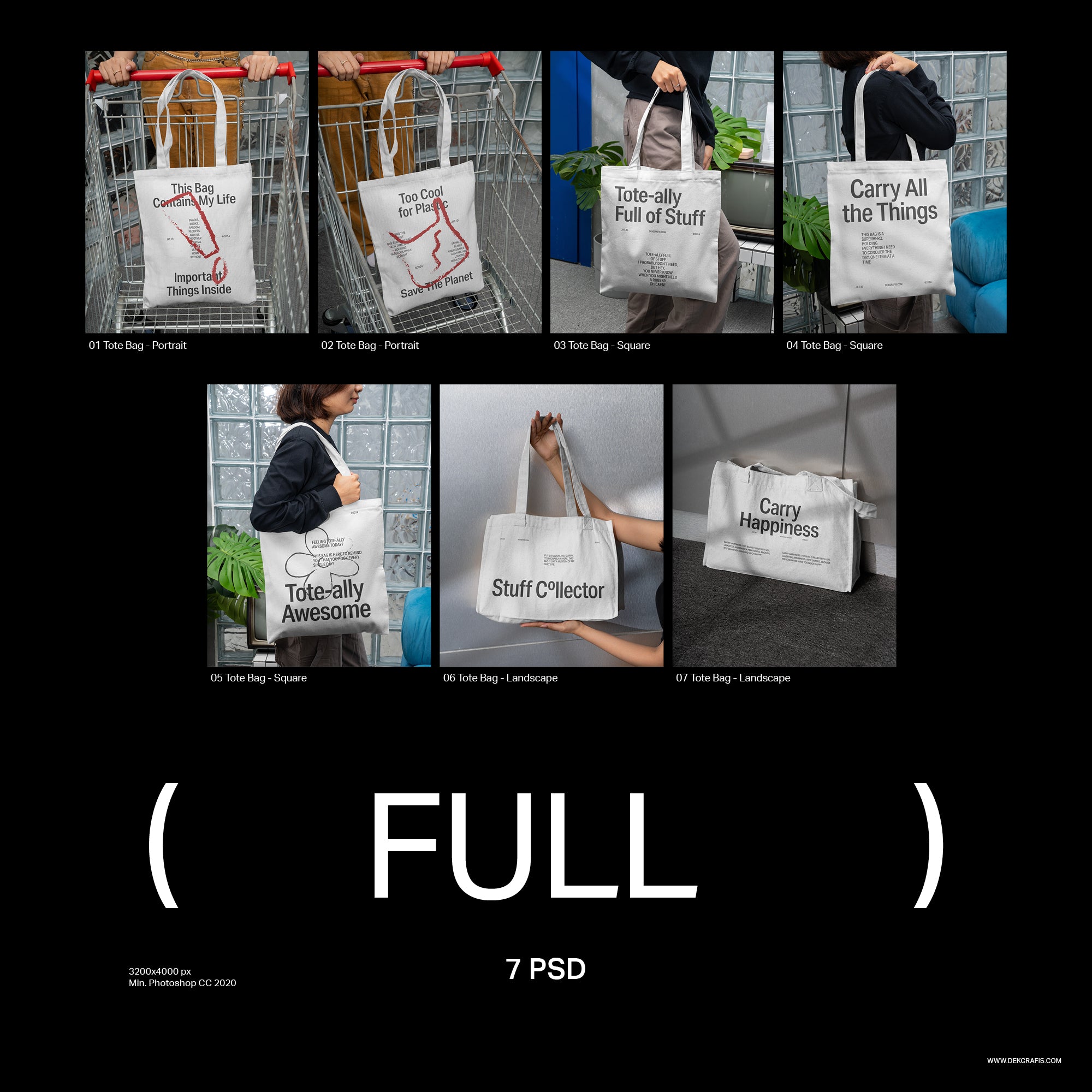7 Canvas Tote Bag Mockups 2024