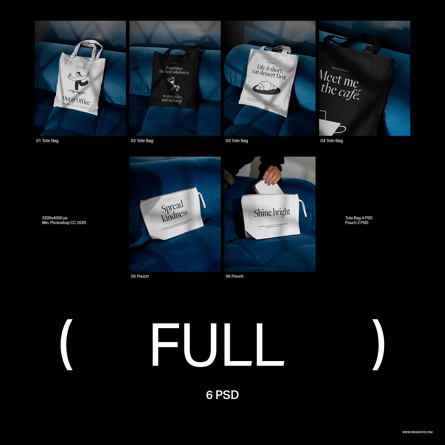 6 Tote Bag & Pouch Mockups BC 2024