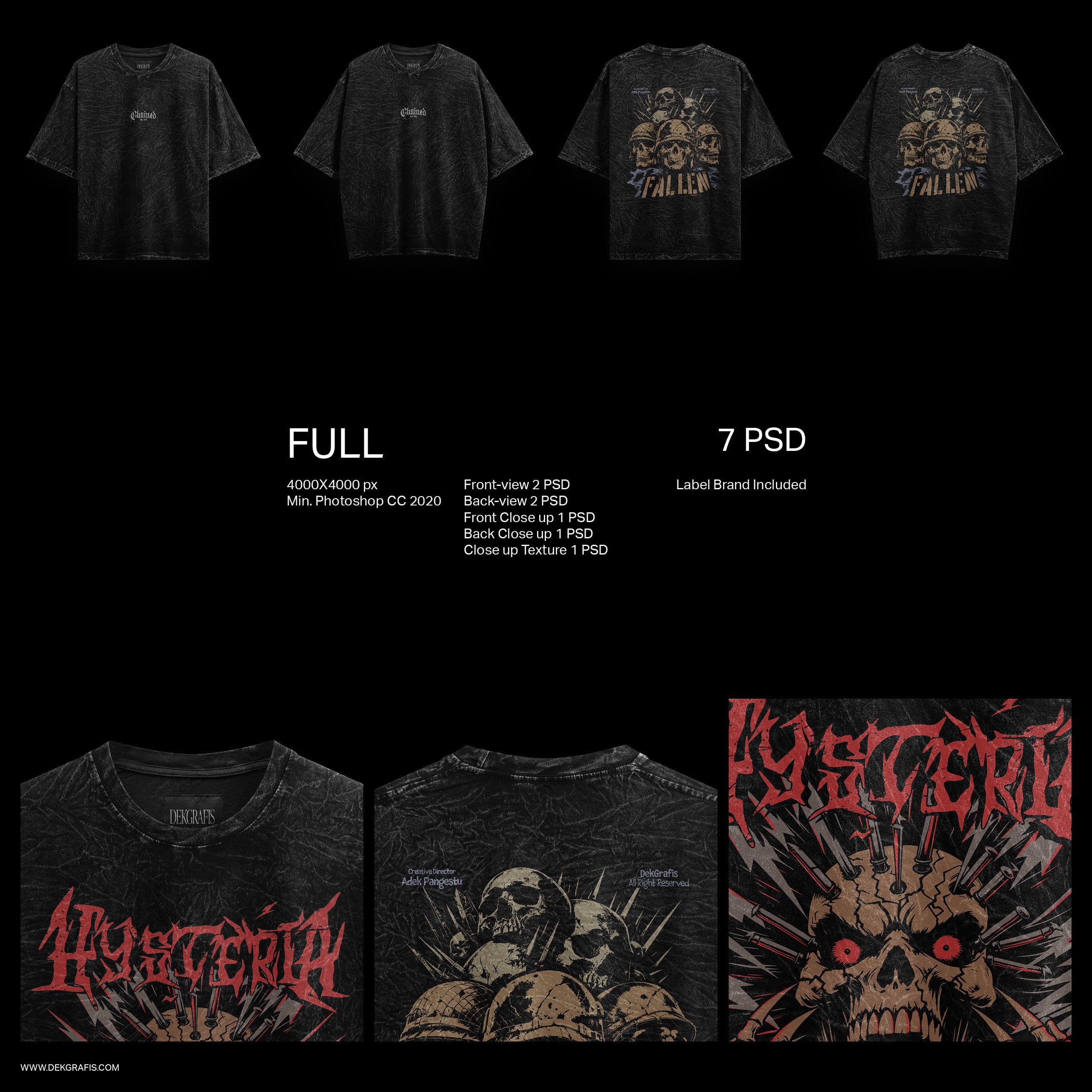 7 Premium Washed T-Shirt Mockups BLACK 2024 V1.1