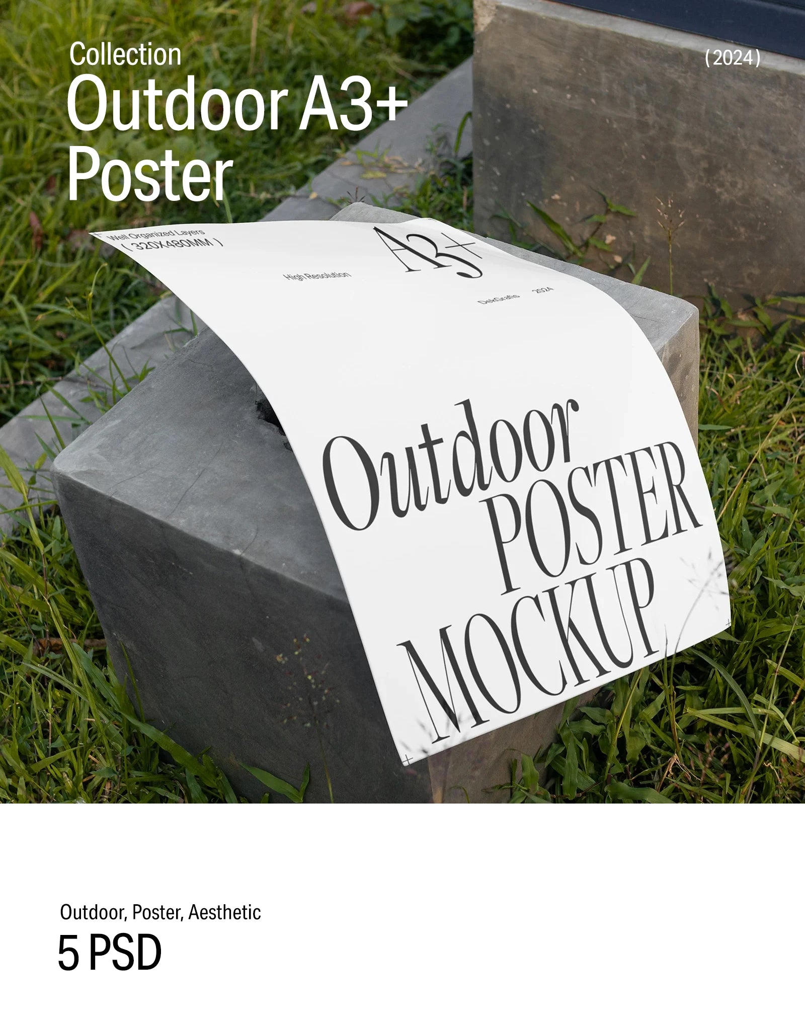 5 Outdoor A3+ Poster Mockups 2024