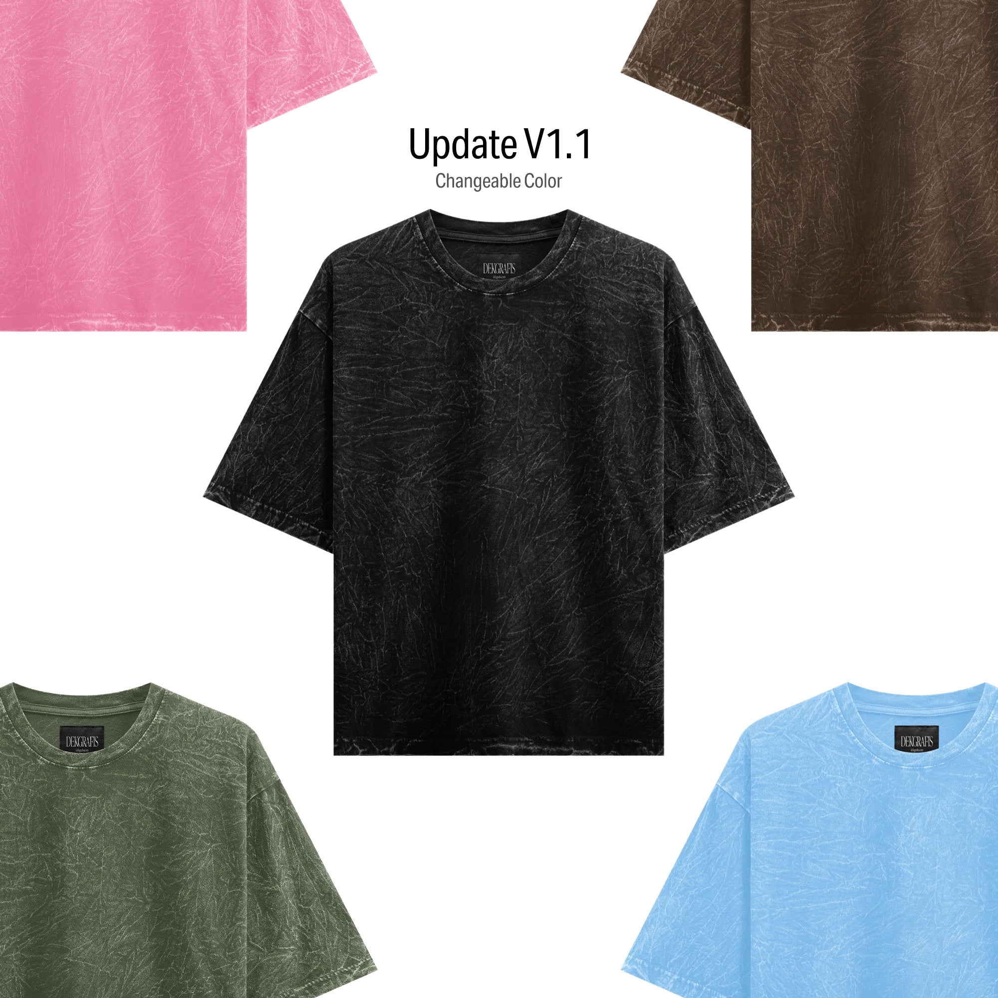 7 Premium Washed T-Shirt Mockups BLACK 2024 V1.1