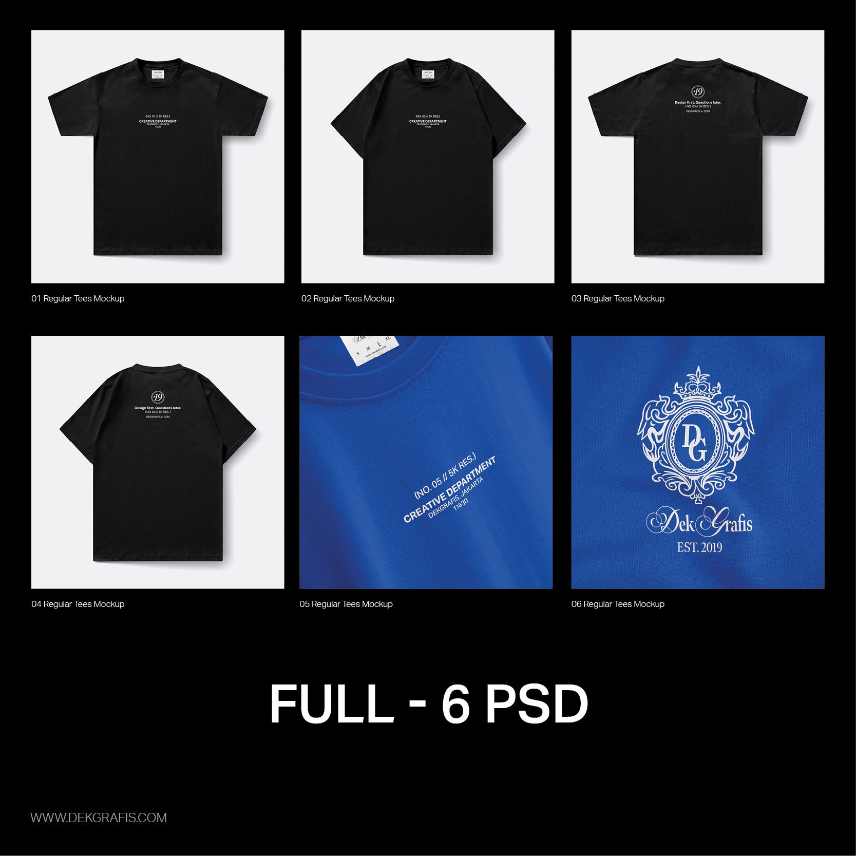 6 Premium Regular Tees Mockups 2025