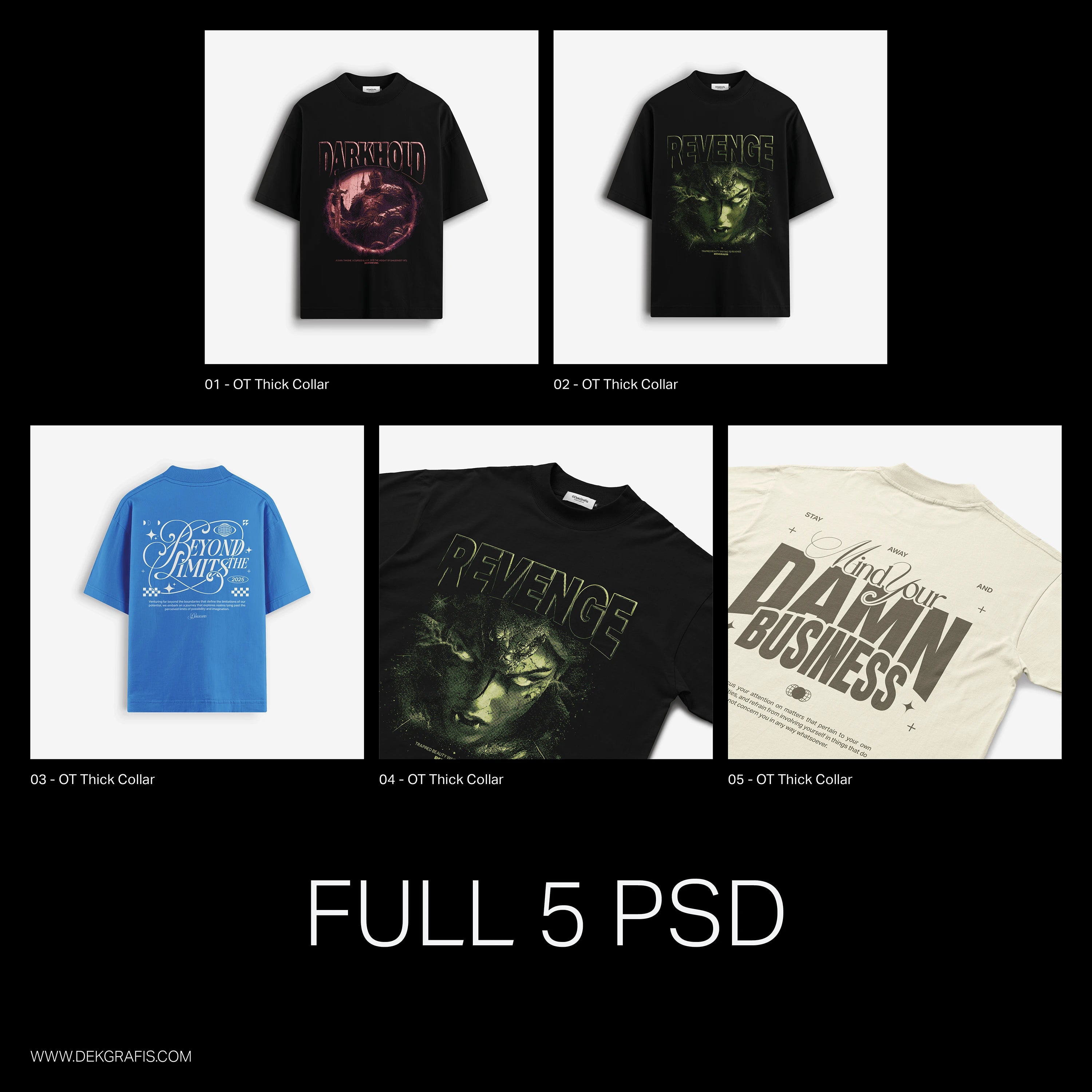 5 Oversized Tees Thick Collar Mockup 2025