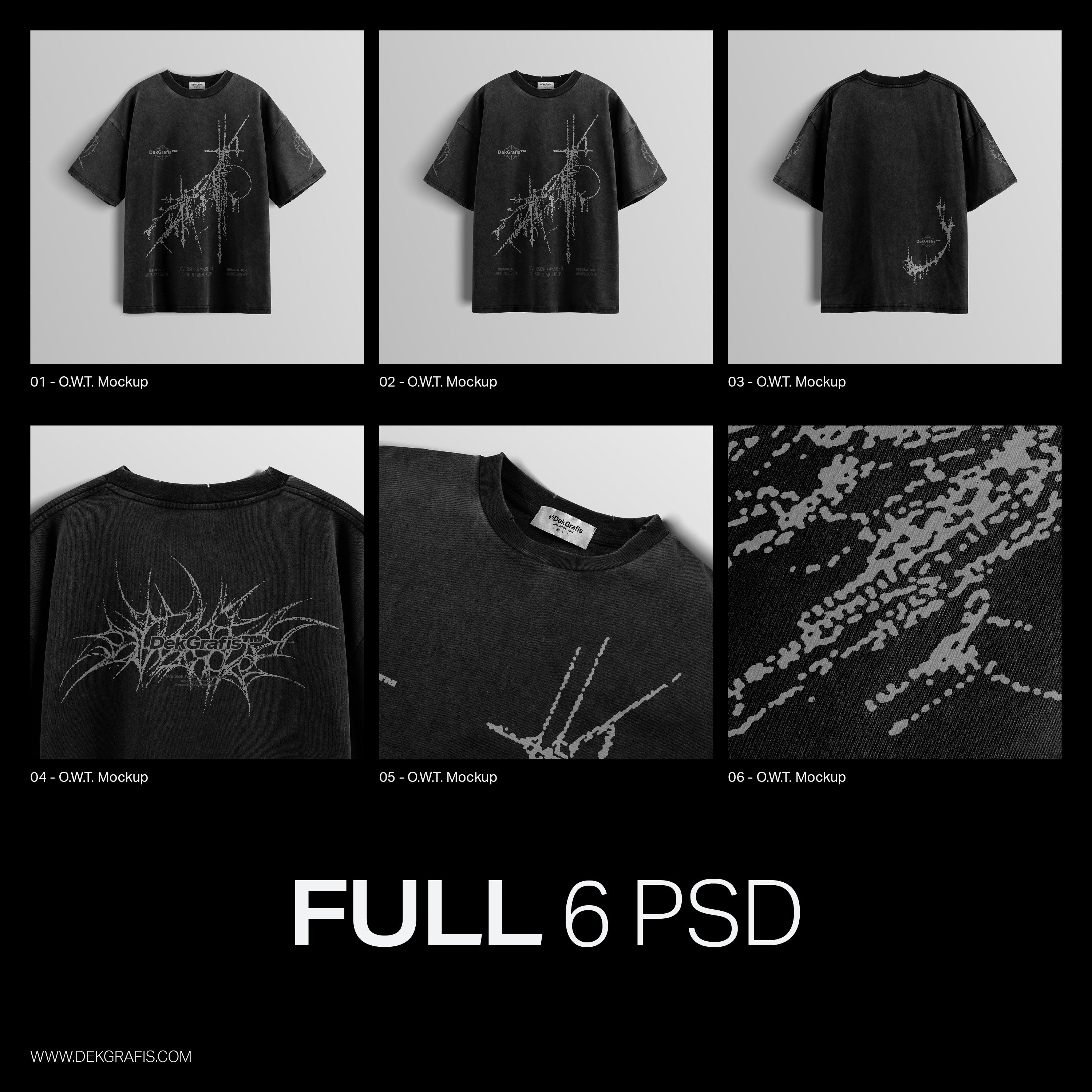 6 Premium Oversized Washed Tees Mockups 2024