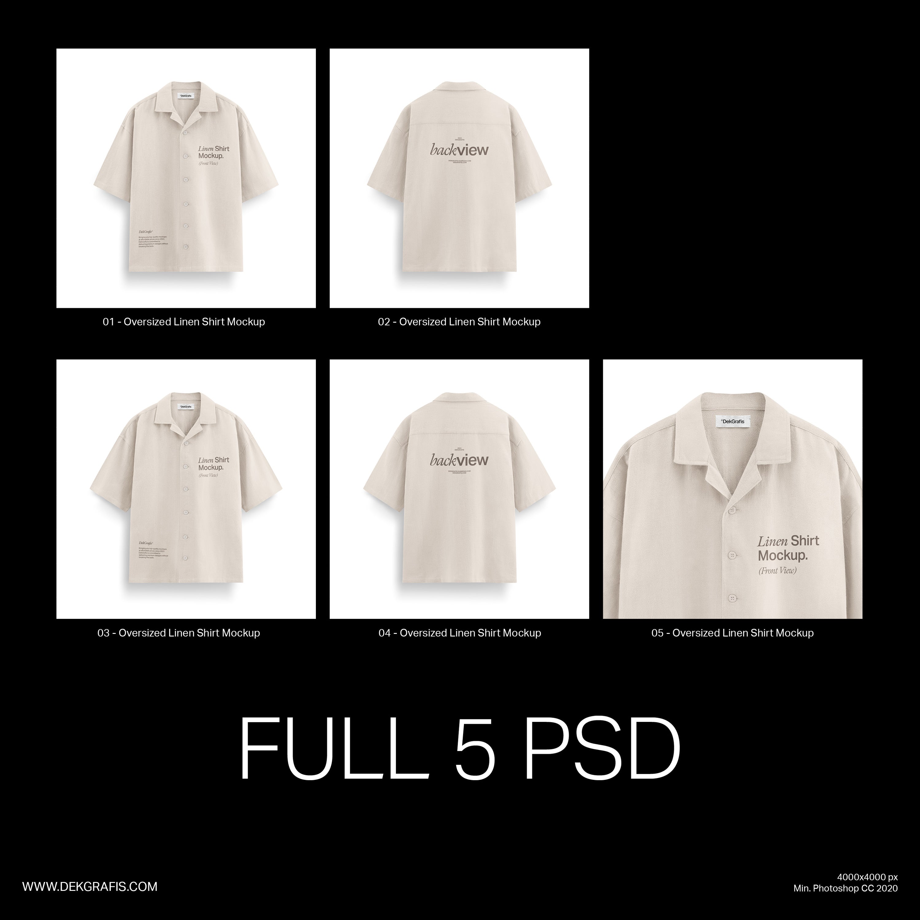 5 Oversized Linen Shirt Mockups 2024