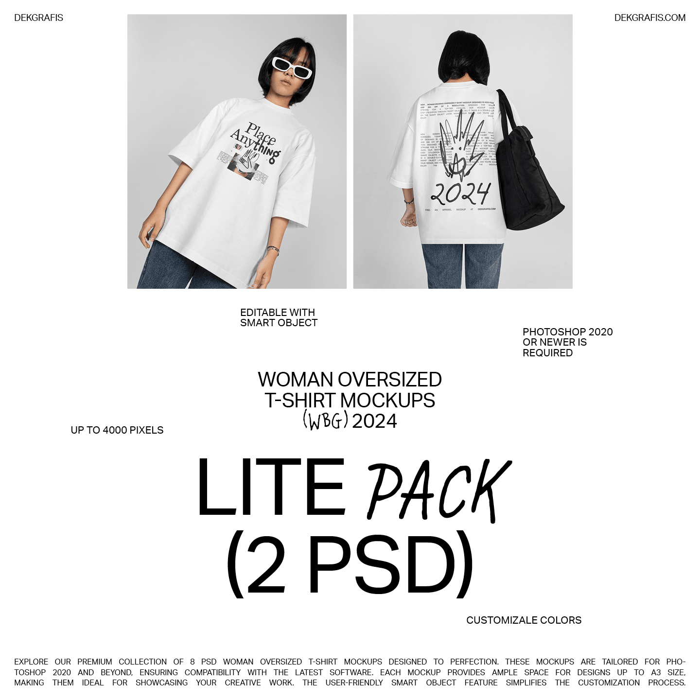 8 Woman Oversized T-Shirt Mockups WBG 2024