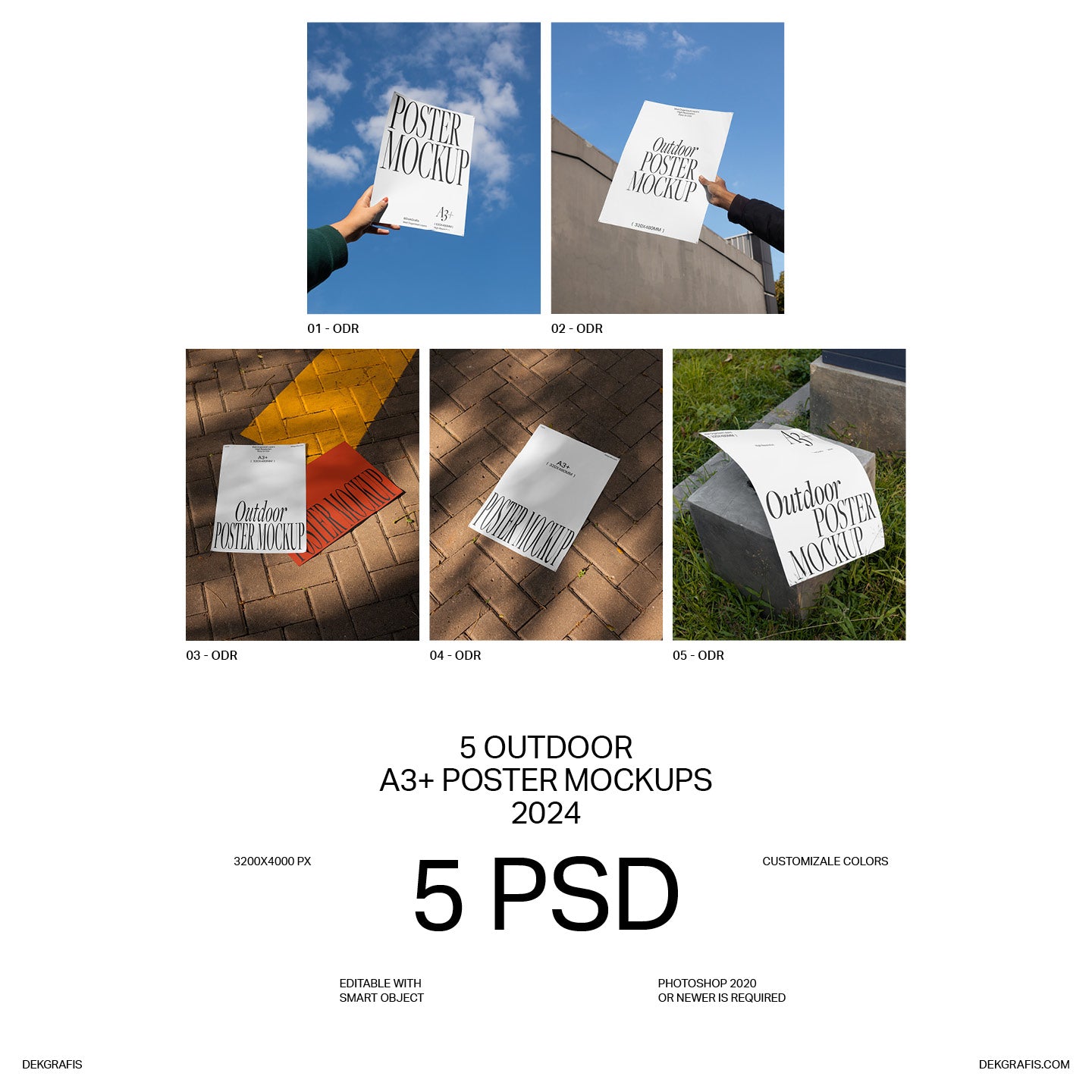 5 Outdoor A3+ Poster Mockups 2024