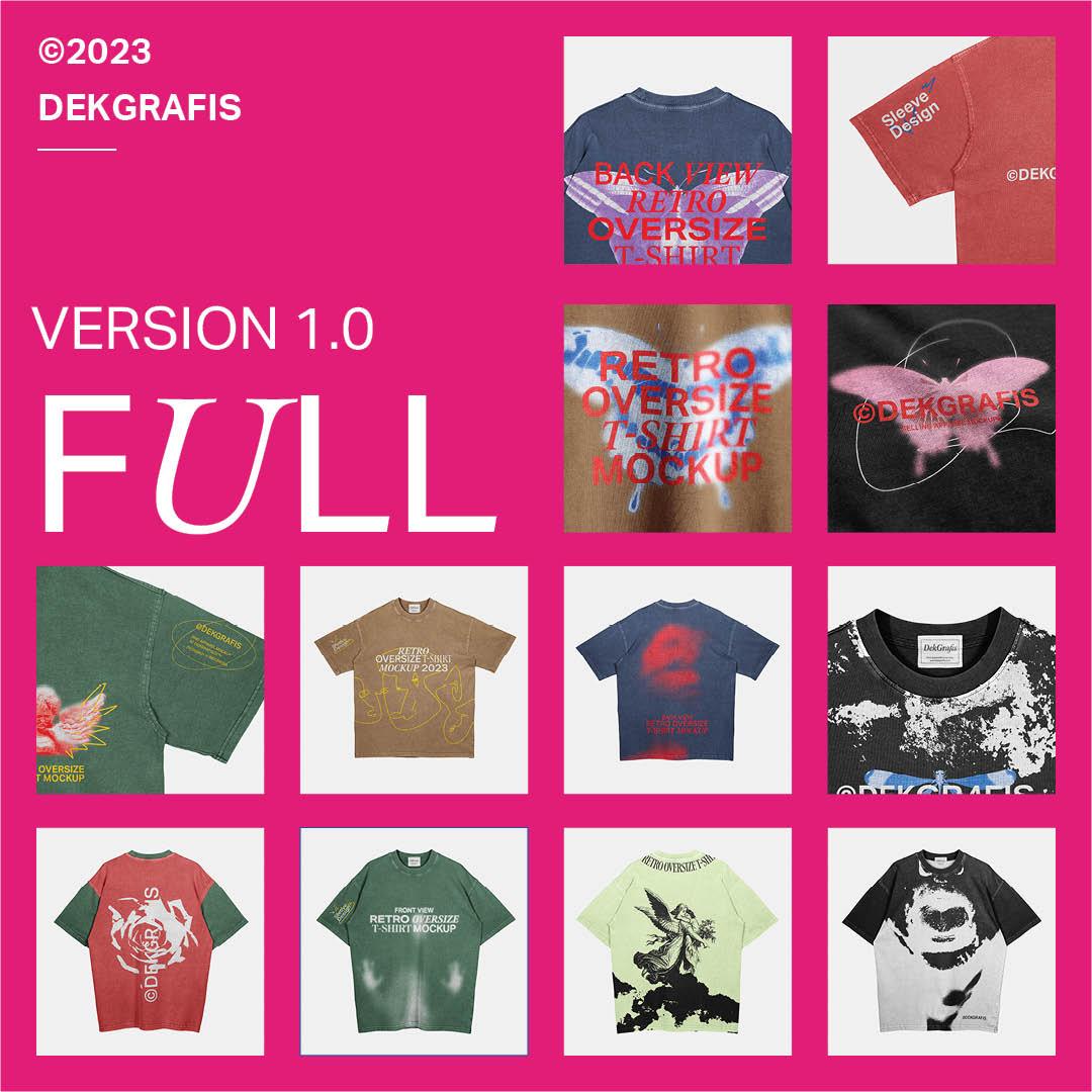 12 Oversize Retro-Washed T-Shirt Mockups 2023