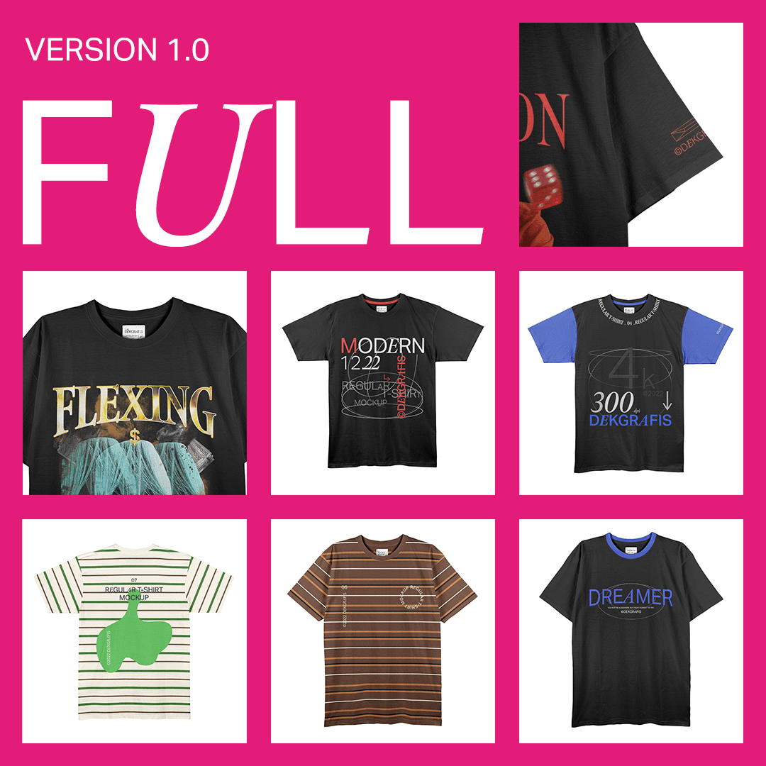 7 Regular T-Shirt Mockups 2022