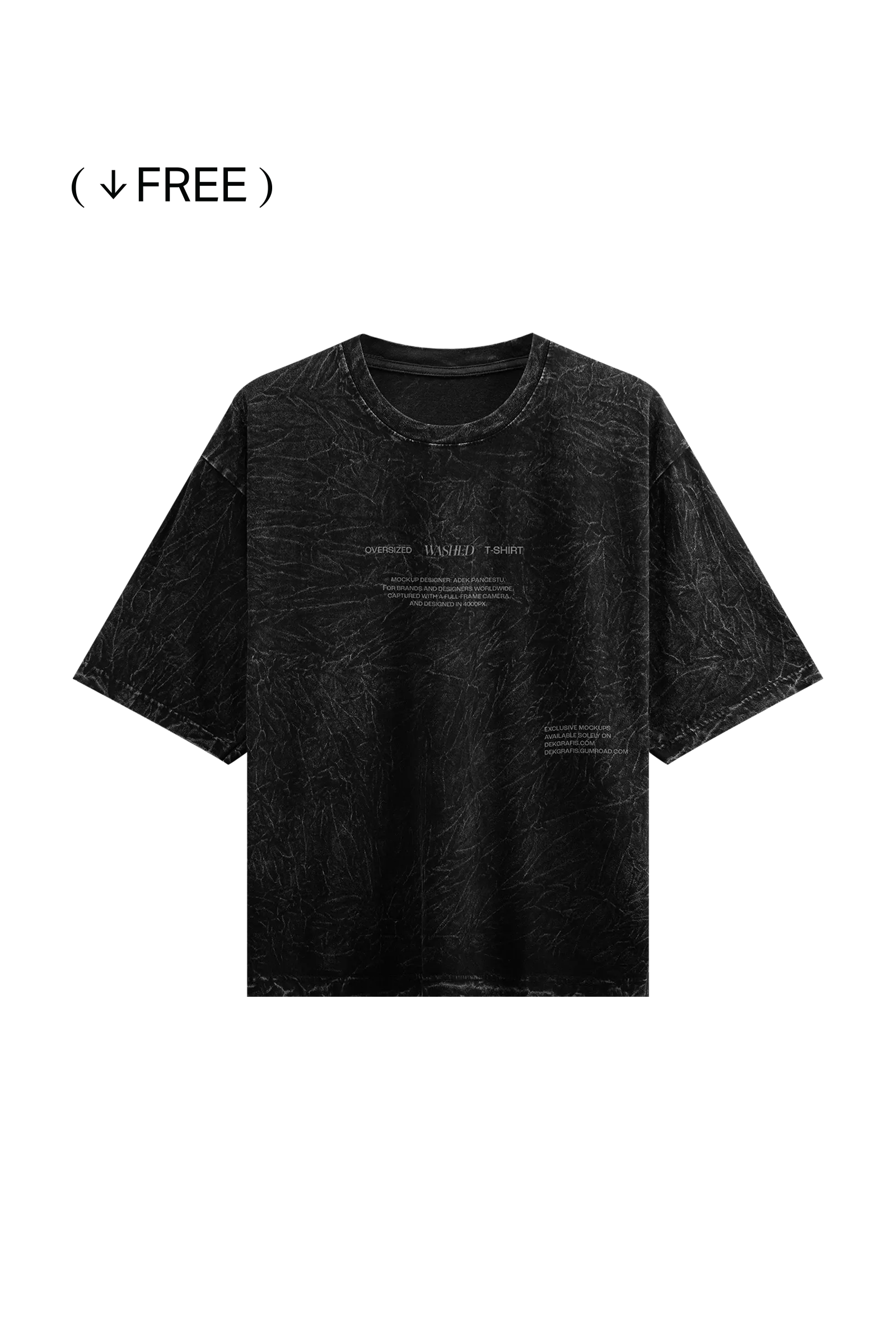 Free Oversized Washed T-Shirt Mockup BLACK 01