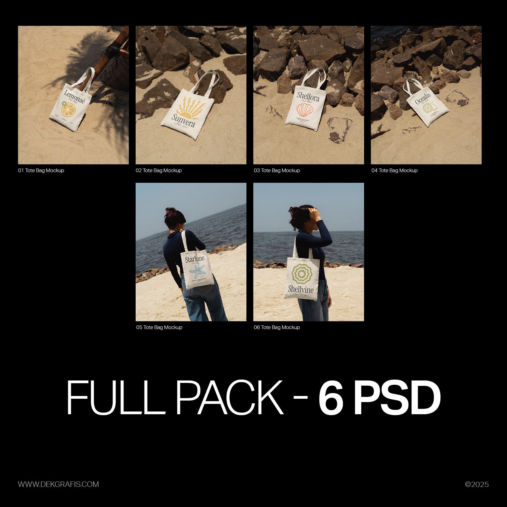 6 Tote Bag Mockups SDC 2025