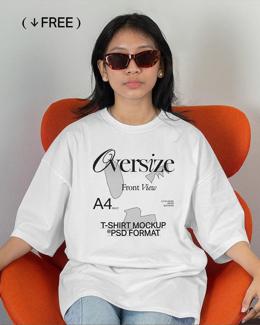 Free Oversize T-Shirt Mockup A4 Print 01
