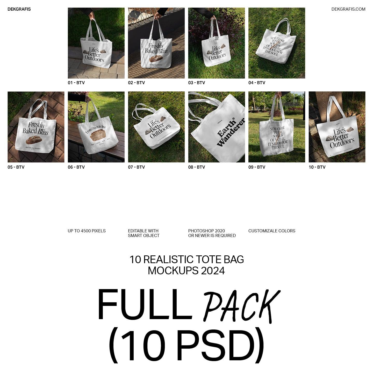 10 Realistic Tote Bag Mockups 2024