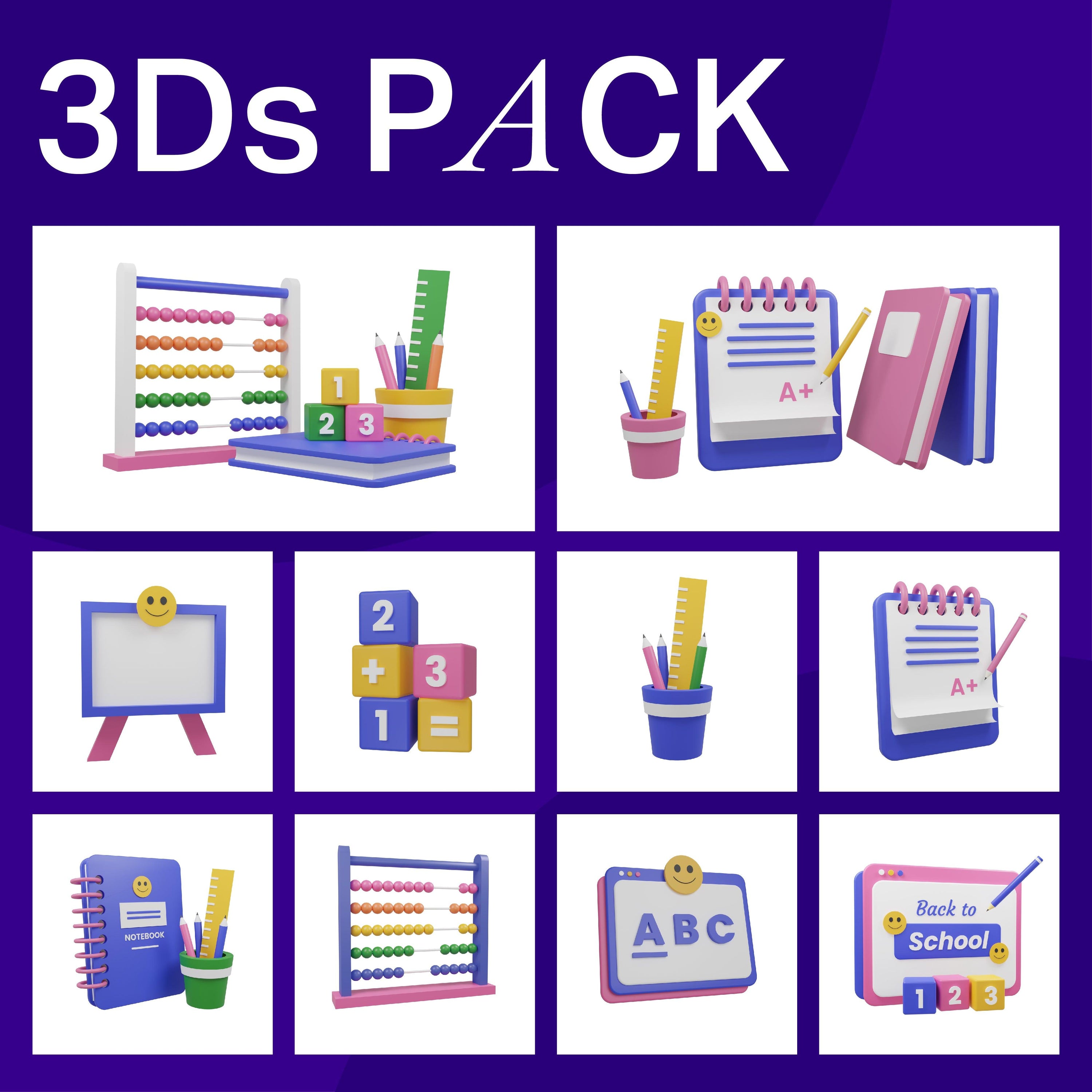 10 Education 3D Icons Pack